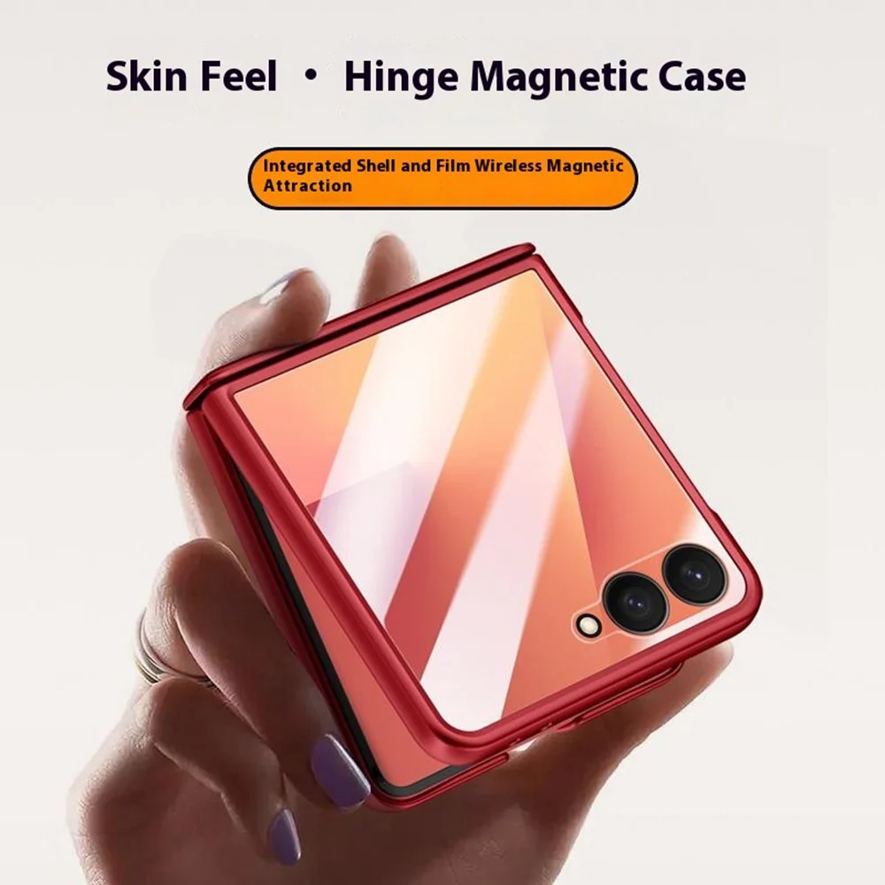 For Samsung Galaxy Z Flip7 5G Magnetic Case Hard PC Phone Cover with Rear Small Screen Protector - Blue - Image 7