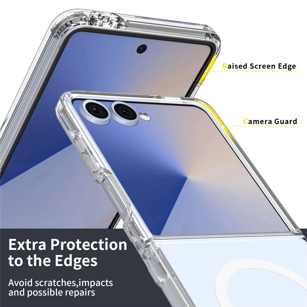 For Samsung Galaxy Z Flip7 5G Magnetic Case Scratch-Resistant TPU + PC Crystal Clear Phone Cover - Image 3