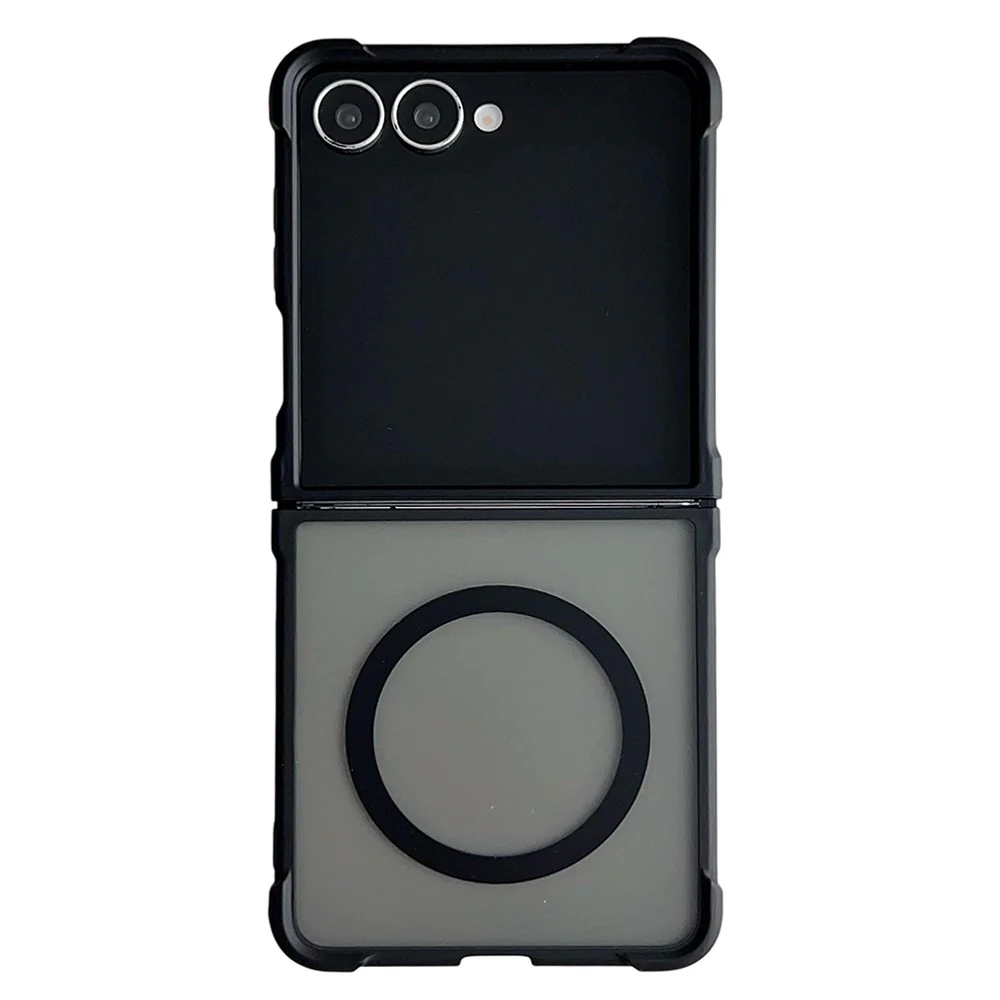 For Samsung Galaxy Z Flip7 5G Magnetic Case Shockproof Matte PC + TPU Phone Cover - Black
