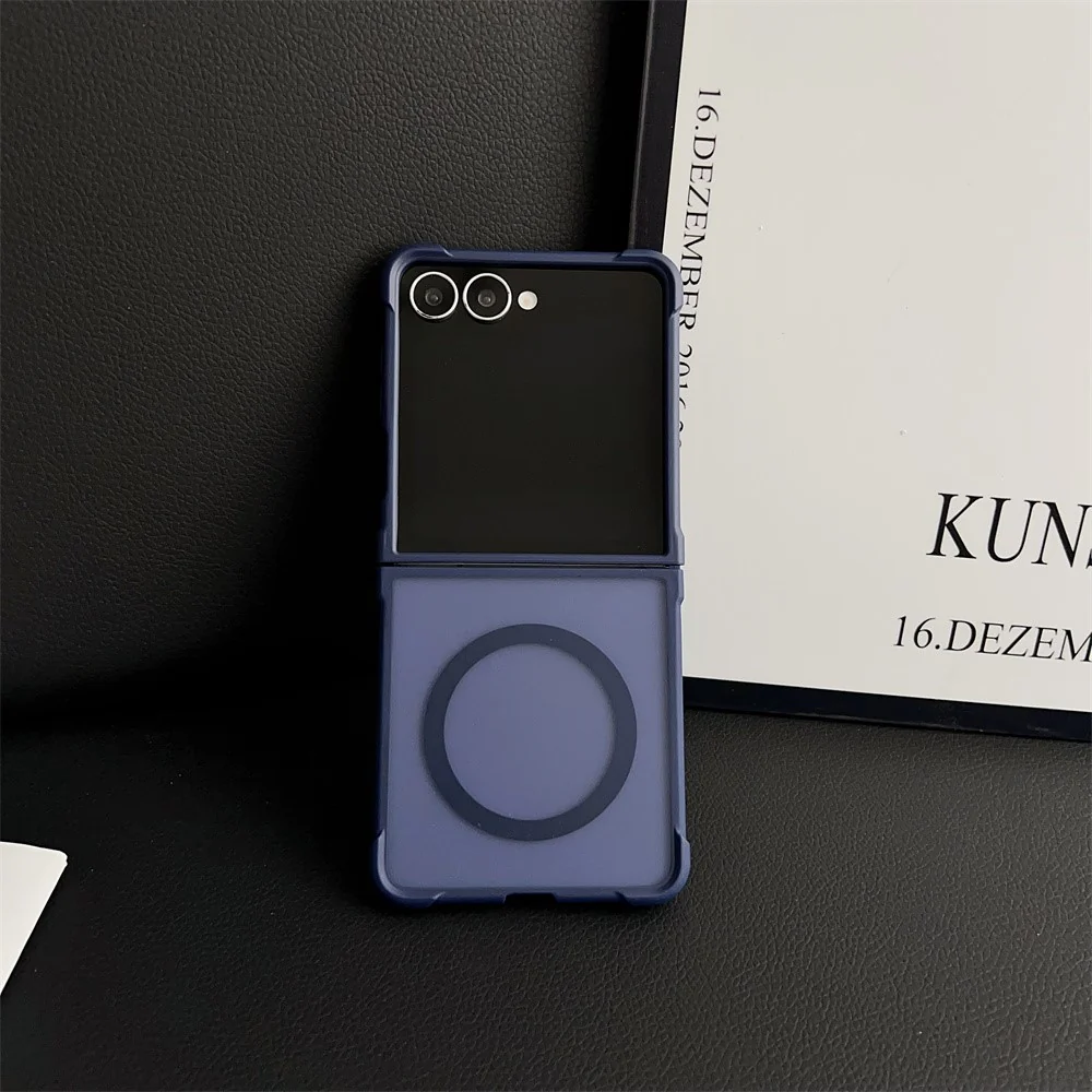 For Samsung Galaxy Z Flip7 5G Magnetic Case Shockproof Matte PC + TPU Phone Cover - Blue - Image 2