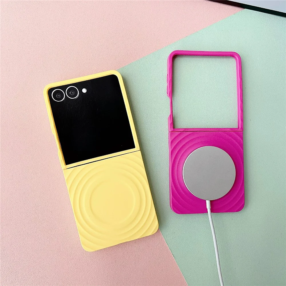 For Samsung Galaxy Z Flip7 5G Magnetic Case Skin-Touch Wave Teature Hard PC Phone Cover - Purple - Image 3