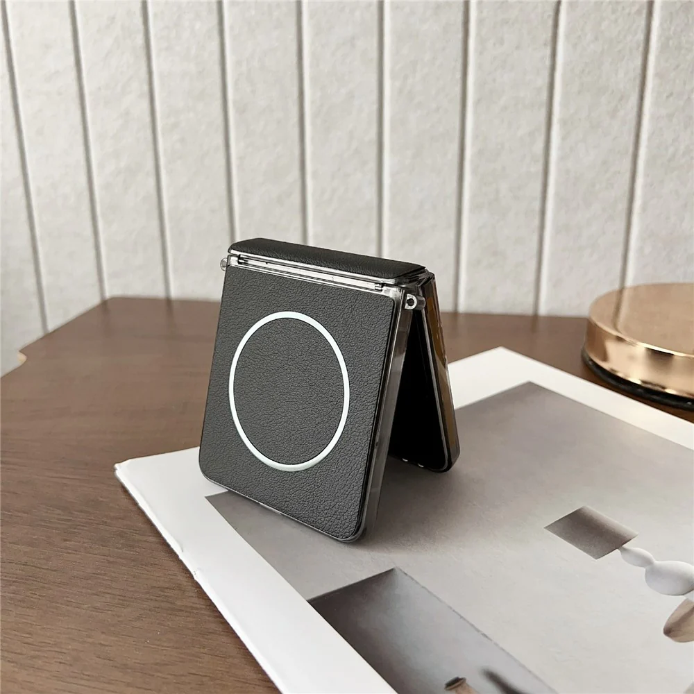 For Samsung Galaxy Z Flip7 5G Phone Case Compatible with MagSafe Leather + PC Protective Cover - Black - Image 6
