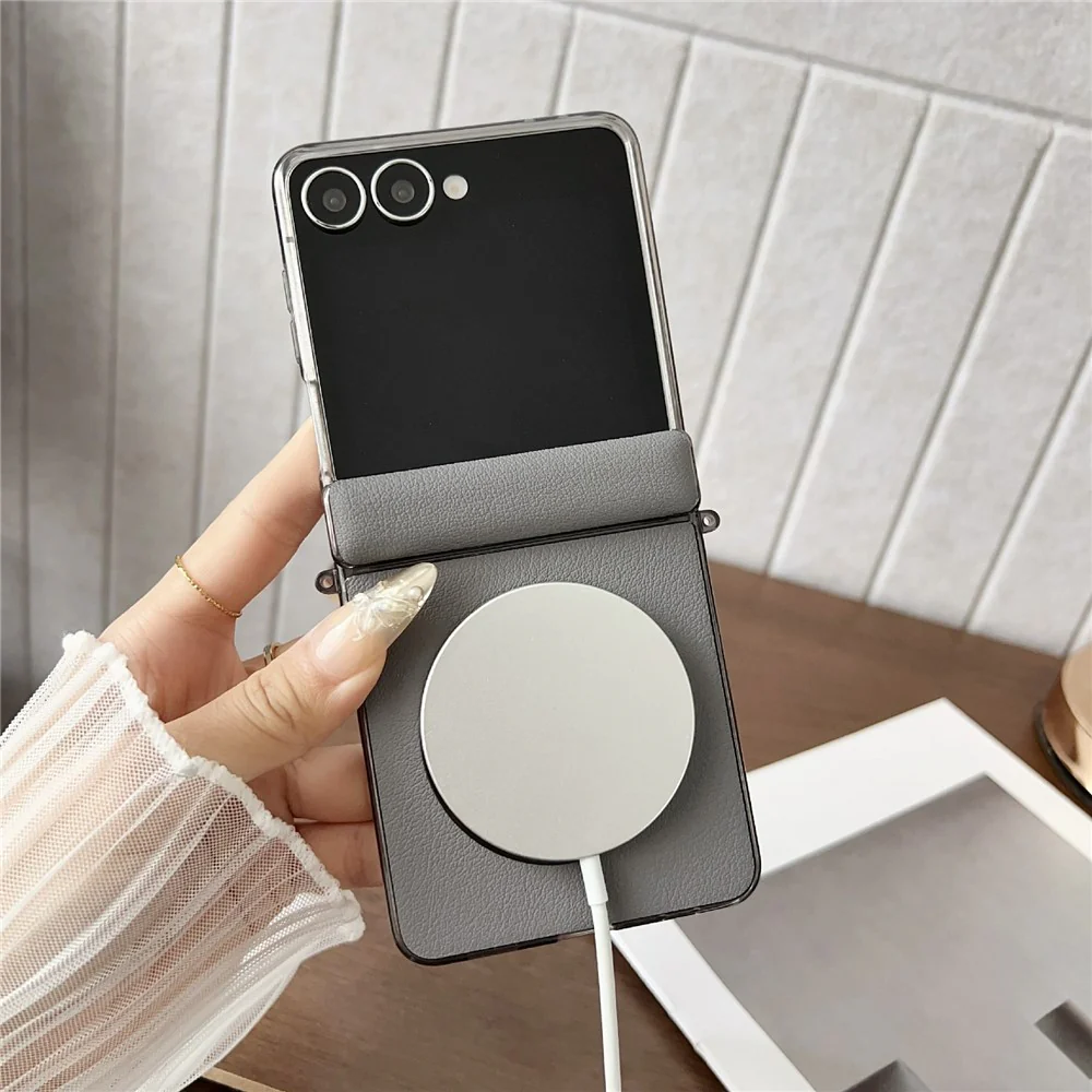 For Samsung Galaxy Z Flip7 5G Phone Case Compatible with MagSafe Leather + PC Protective Cover - White - Image 7