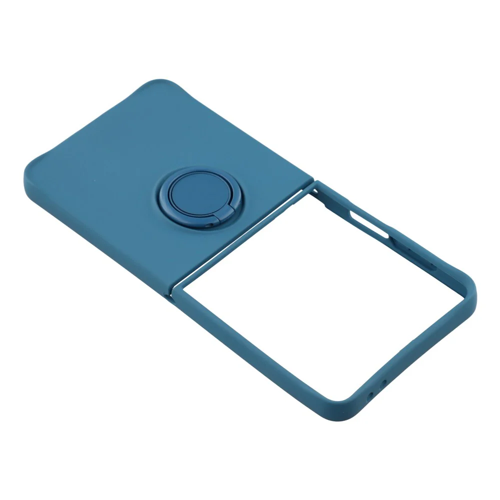 For Samsung Galaxy Z Flip7 5G Silicone Case with Strap Ring Kickstand Phone Cover - Midnight Blue - Image 5