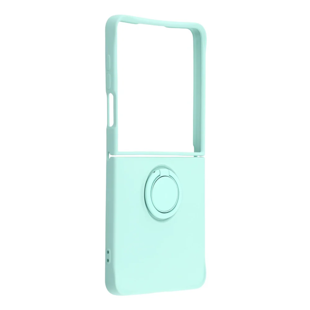 For Samsung Galaxy Z Flip7 5G Silicone Case with Strap Ring Kickstand Phone Cover - Sky Blue - Image 2