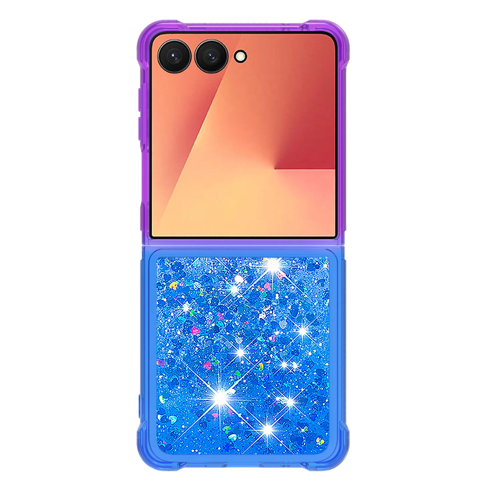 For Samsung Galaxy Z Flip7 5G TPU Case Gradient Quicksand Phone Back Cover - Purple+Sky Blue - Image 3