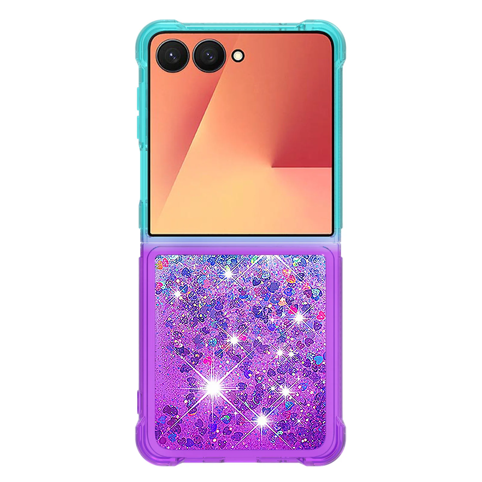 For Samsung Galaxy Z Flip7 5G TPU Case Gradient Quicksand Phone Back Cover - Sky Blue+Purple - Image 3