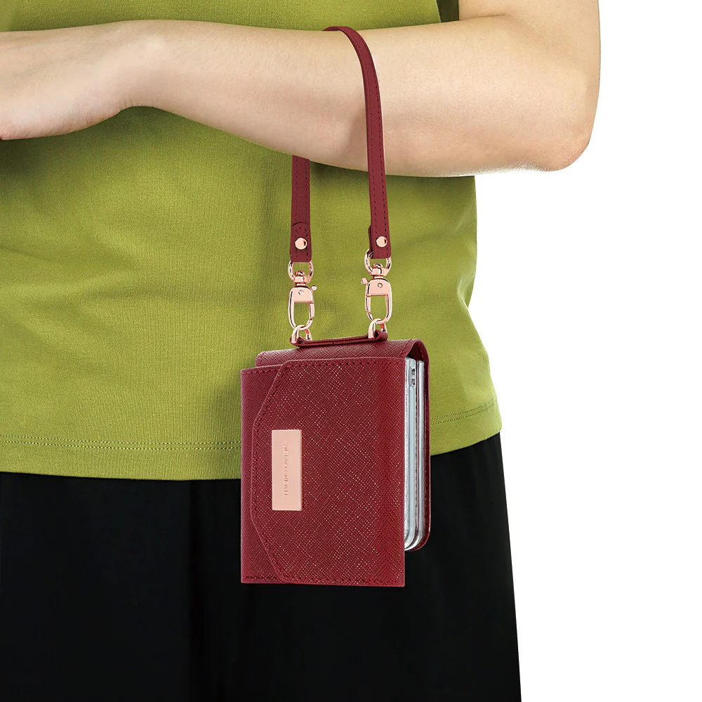 For Samsung Galaxy Z Flip7 5G Wallet Case PU + PC Shockproof Phone Cover with Wrist Strap - Red - Image 6