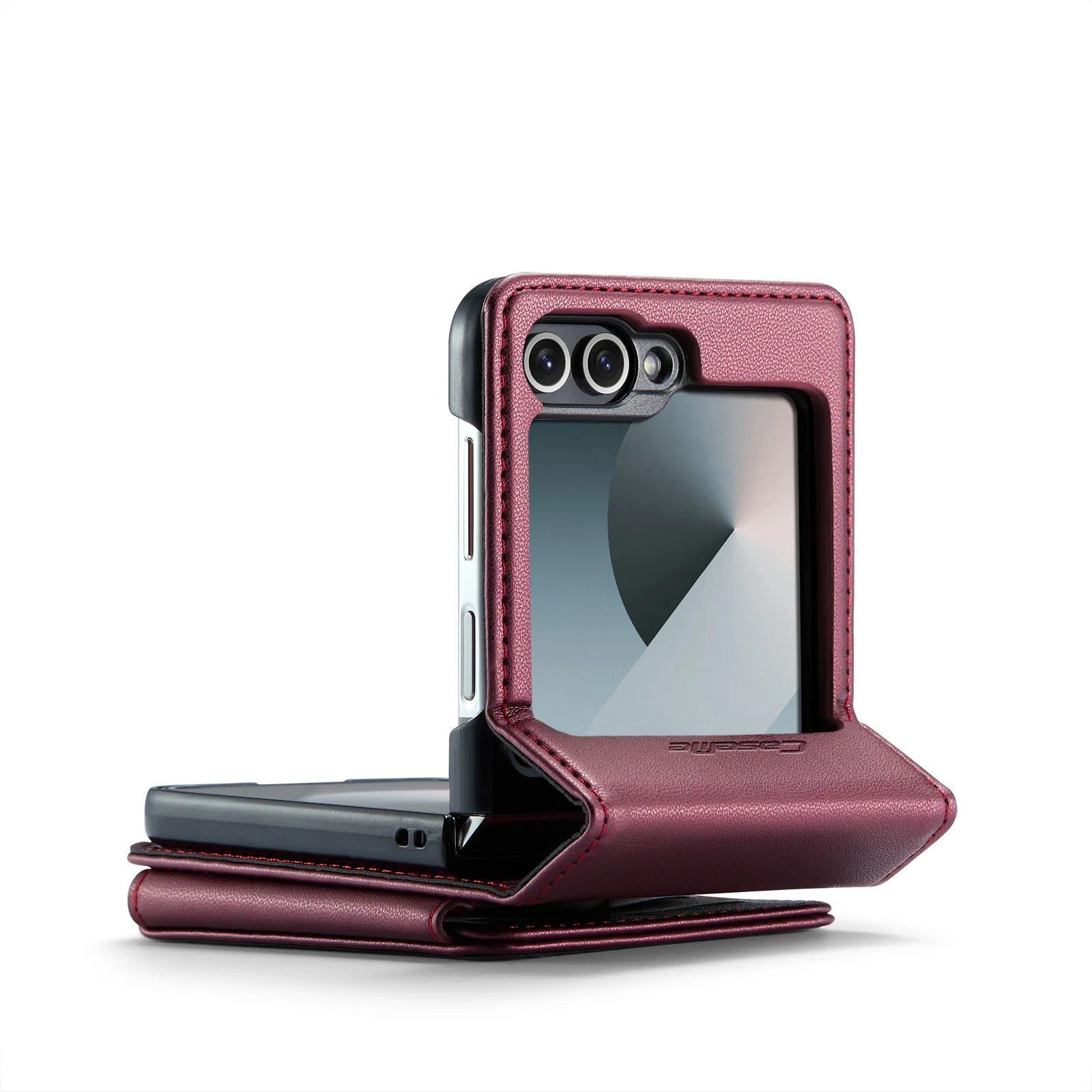 For Samsung Galaxy Z Flip7 FE 5G Case with RFID Blocking 5 Card Slots CASEME C22 Leather Back Cover - Red - Image 3
