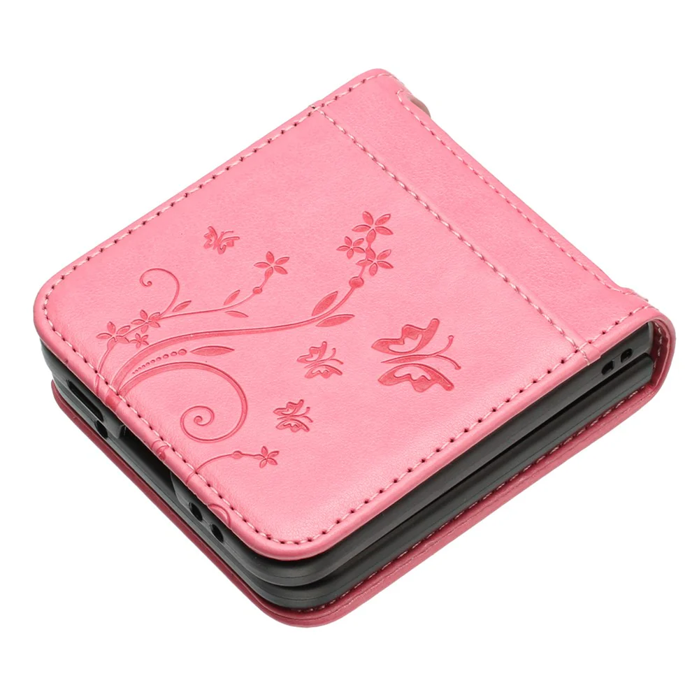 For Samsung Galaxy Z Flip7 FE 5G / Z Flip6 5G Case Butterfly Flower Imprinted Leather Phone Cover - Pink - Image 4