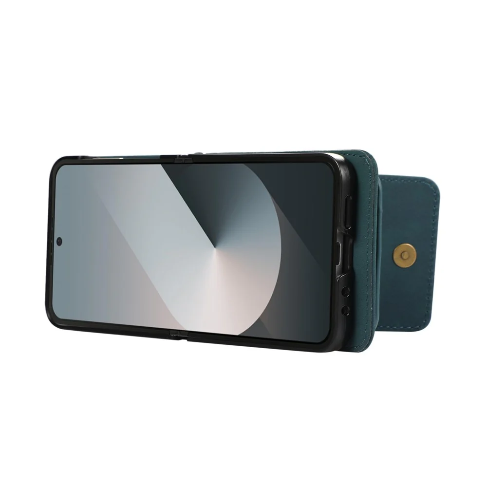 For Samsung Galaxy Z Flip7 FE 5G / Z Flip6 5G Case Card Holder Kickstand Leather + TPU Phone Cover with Shoulder Strap - Green - Image 5