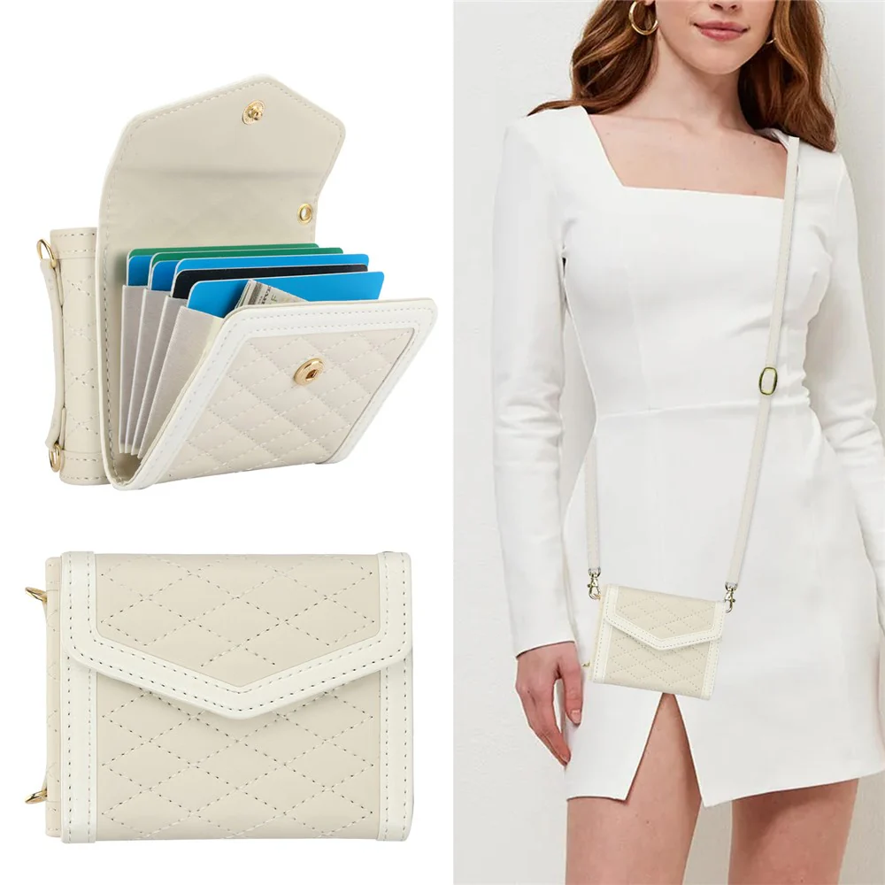For Samsung Galaxy Z Flip7 FE 5G / Z Flip6 5G Case Card Holders PU Leather+PC Phone Cover with Detachable Shoulder Strap - White - Image 8