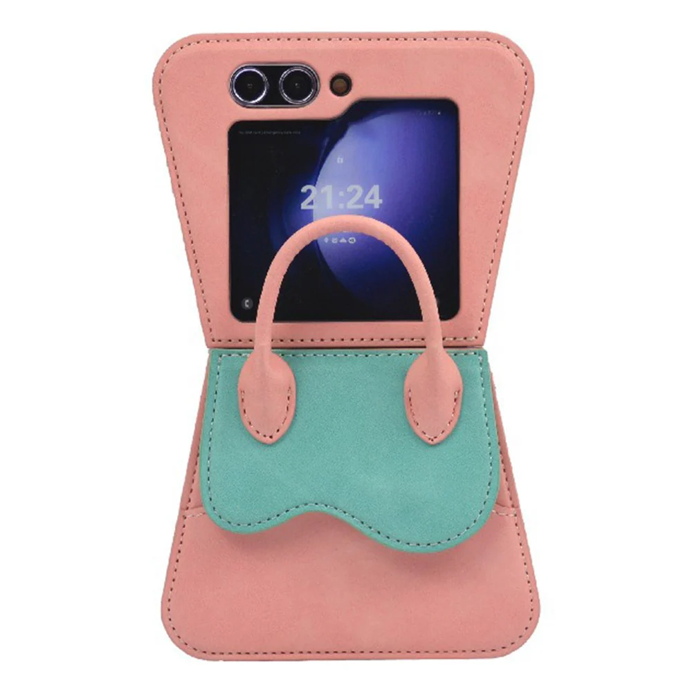 For Samsung Galaxy Z Flip7 FE 5G / Z Flip6 5G Case Card Slot Kickstand Leather+PC Crossbody Phone Handbag - Yellow - Image 2