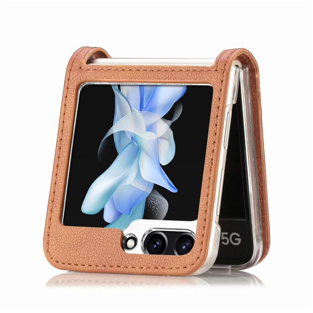 For Samsung Galaxy Z Flip7 FE 5G / Z Flip6 5G Case Card Slot Leather+PC Phone Cover - Brown - Image 3
