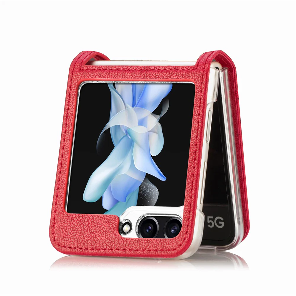 For Samsung Galaxy Z Flip7 FE 5G / Z Flip6 5G Case Card Slot Leather+PC Phone Cover - Red - Image 3