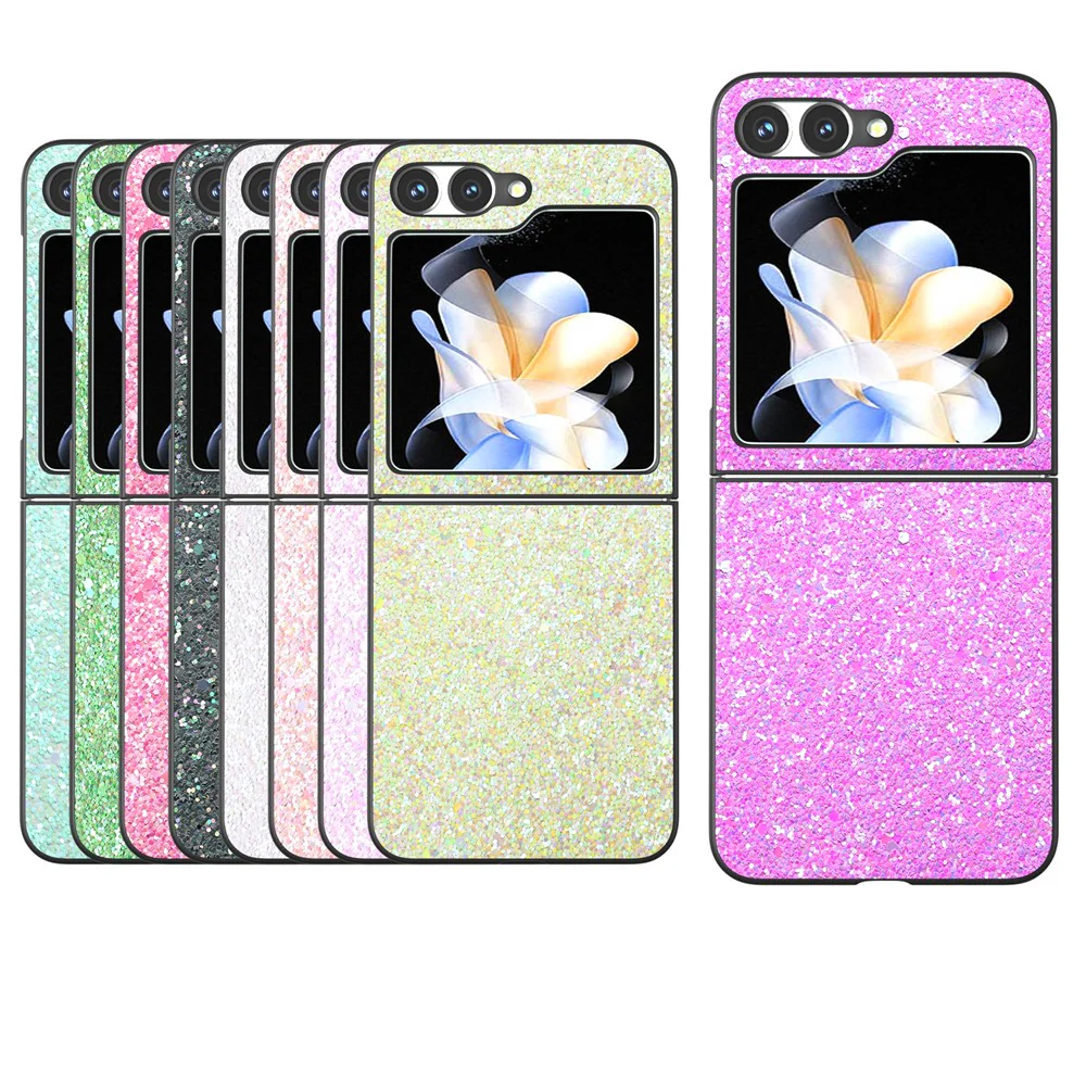 For Samsung Galaxy Z Flip7 FE 5G / Z Flip6 5G Case Colored Glitter Leather+PC Shockproof Phone Cover - Mint Green - Image 6