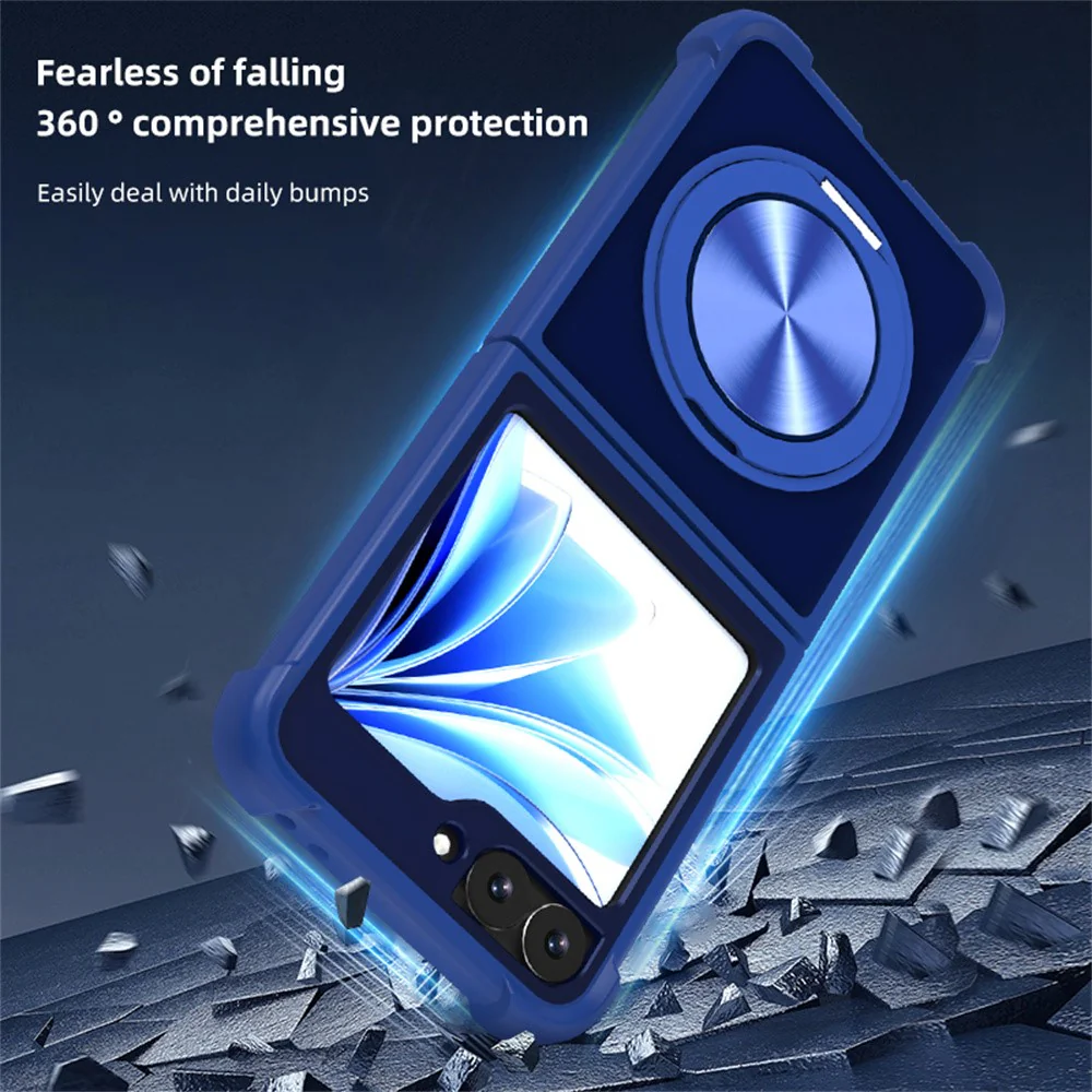 For Samsung Galaxy Z Flip7 FE 5G / Z Flip6 5G Case Compatible with MagSafe CD Vein Kickstand TPU+PC Phone Cover - Blue - Image 5
