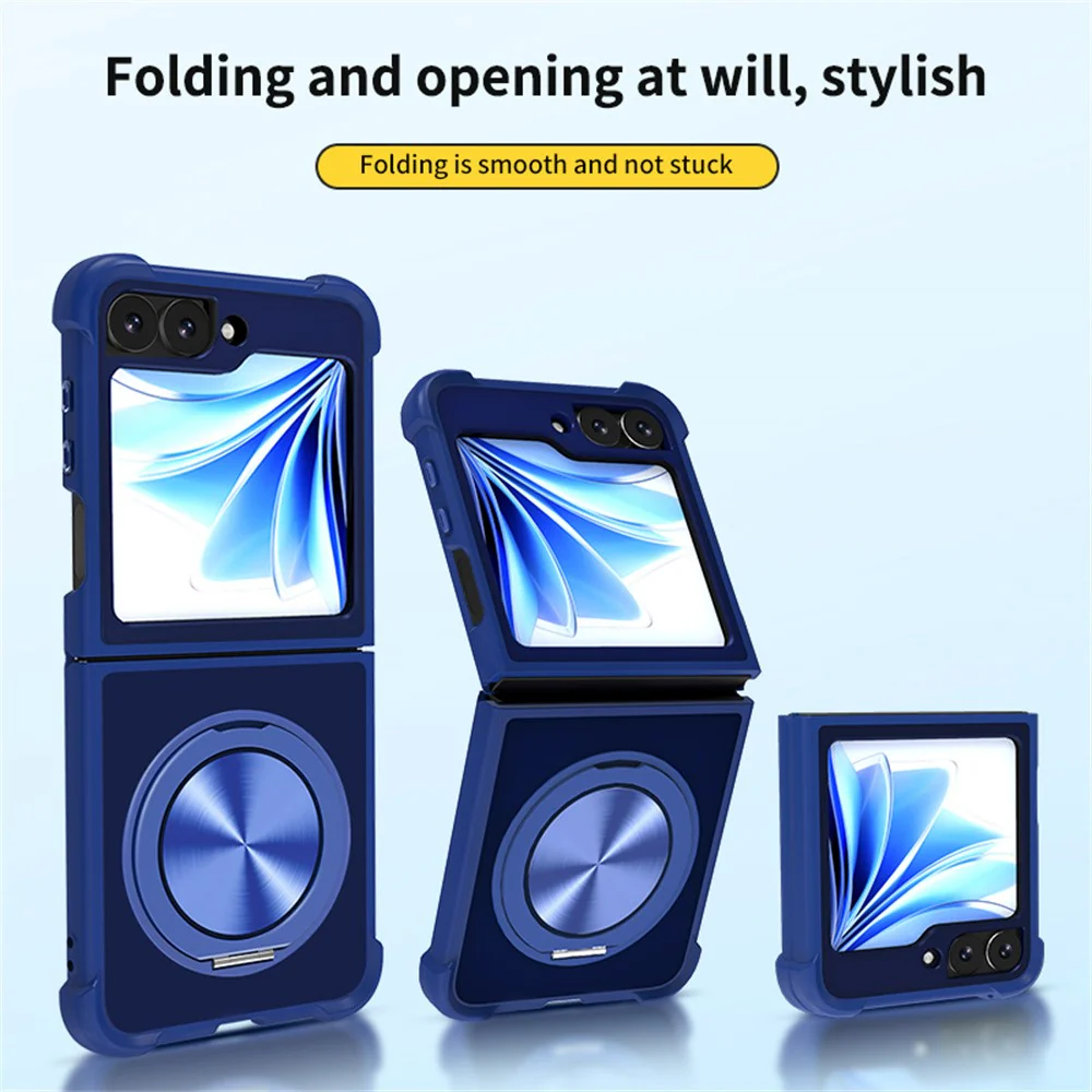 For Samsung Galaxy Z Flip7 FE 5G / Z Flip6 5G Case Compatible with MagSafe CD Vein Kickstand TPU+PC Phone Cover - Blue - Image 6
