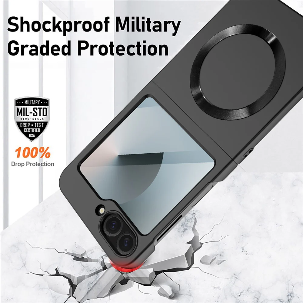 For Samsung Galaxy Z Flip7 FE 5G / Z Flip6 5G Case Compatible with MagSafe CD Vein Skin-Touch PC Phone Cover with Screen / Lens Film - Red - Image 5