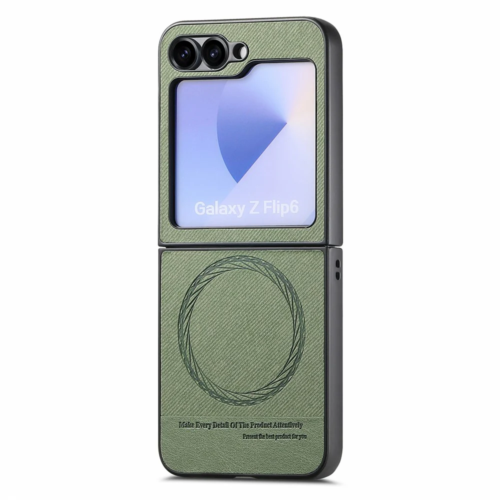 For Samsung Galaxy Z Flip7 FE 5G / Z Flip6 5G Case Compatible with MagSafe Denim Texture Leather Back Cover - Green - Image 2