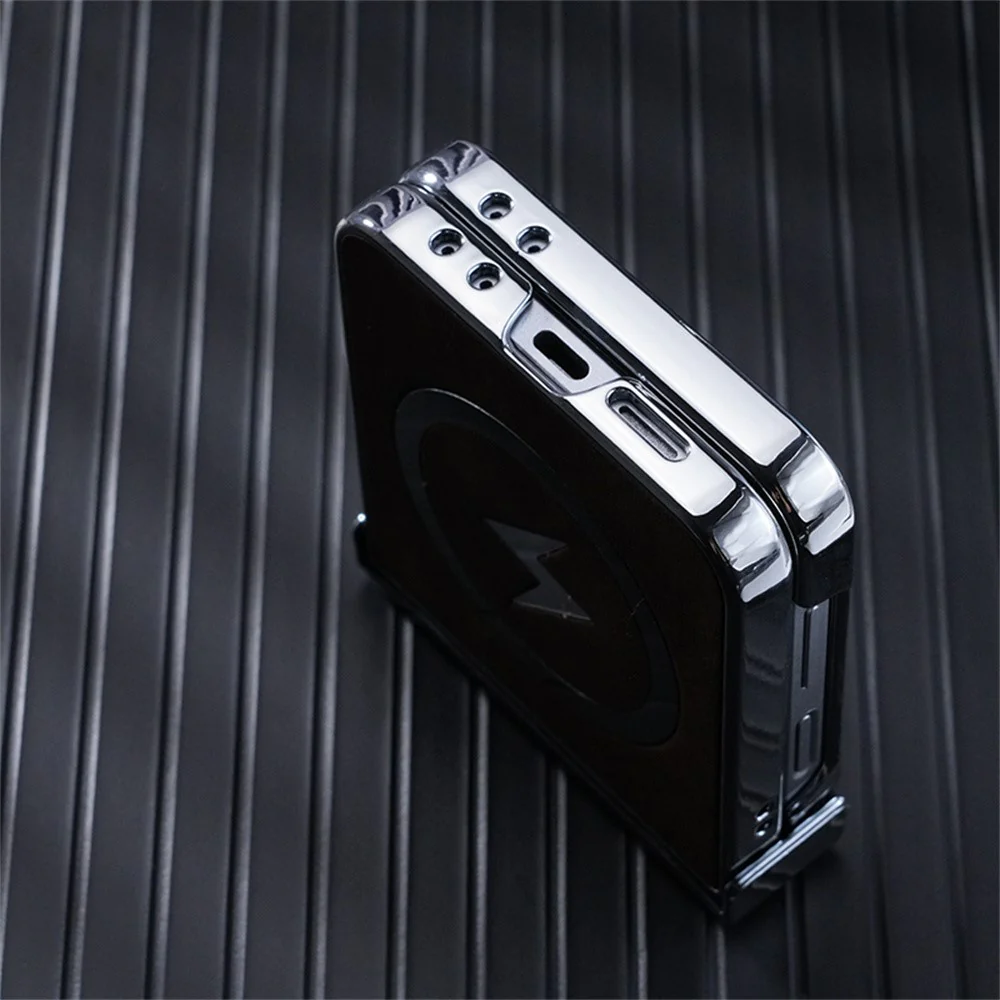 For Samsung Galaxy Z Flip7 FE 5G / Z Flip6 5G Case Compatible with MagSafe Leather+PC+Metal Phone Cover - Grey - Image 7