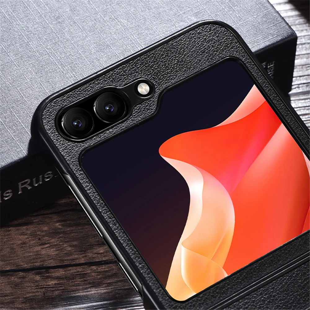 For Samsung Galaxy Z Flip7 FE 5G / Z Flip6 5G Case Compatible with MagSafe Leather+PC Phone Cover - Black - Image 5