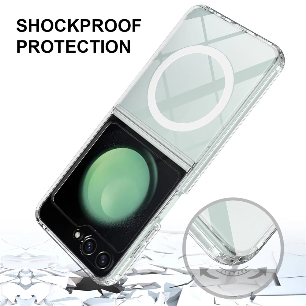 For Samsung Galaxy Z Flip7 FE 5G / Z Flip6 5G Case Compatible with MagSafe TPU+Acrylic Transparent Cover - Image 3