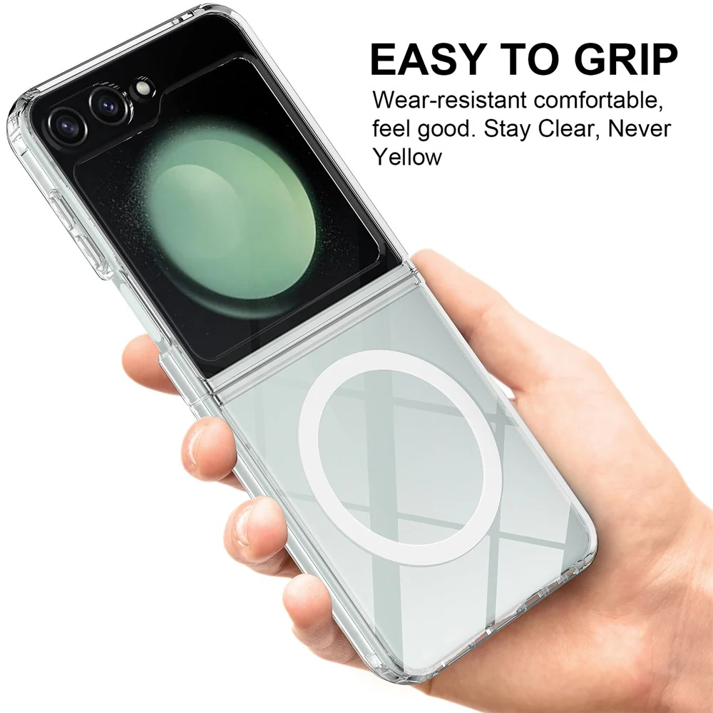 For Samsung Galaxy Z Flip7 FE 5G / Z Flip6 5G Case Compatible with MagSafe TPU+Acrylic Transparent Cover - Image 4