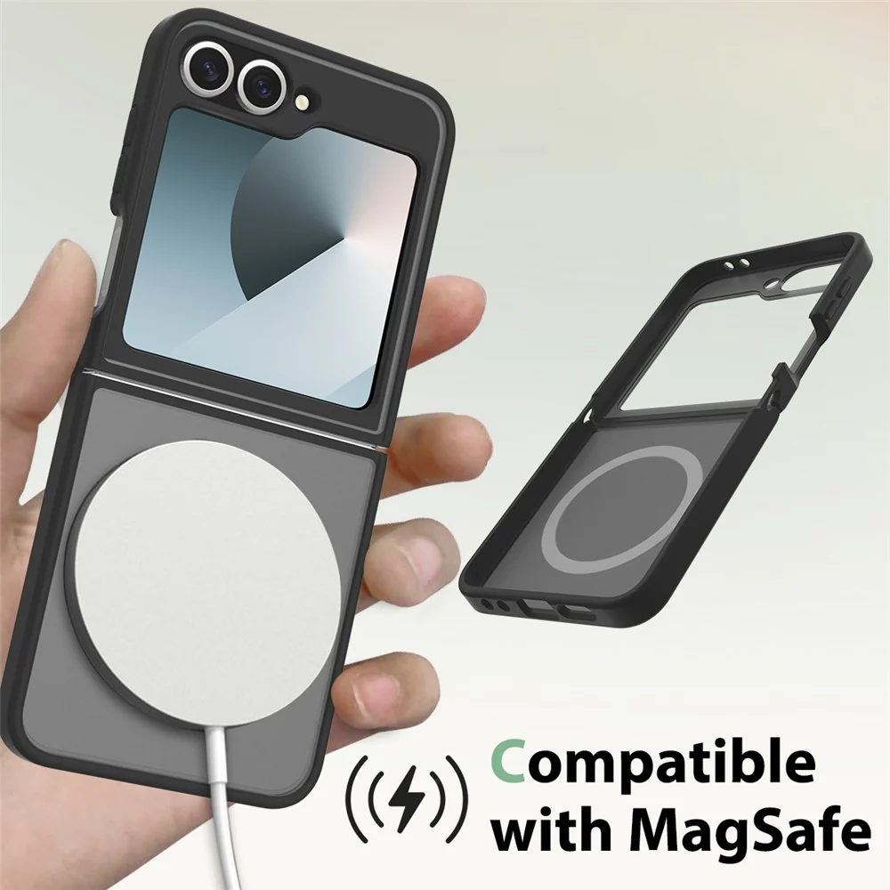 For Samsung Galaxy Z Flip7 FE 5G / Z Flip6 5G Case Compatible with MagSafe TPU Frame Acrylic Back Phone Cover Skin Touch - Blue - Image 3
