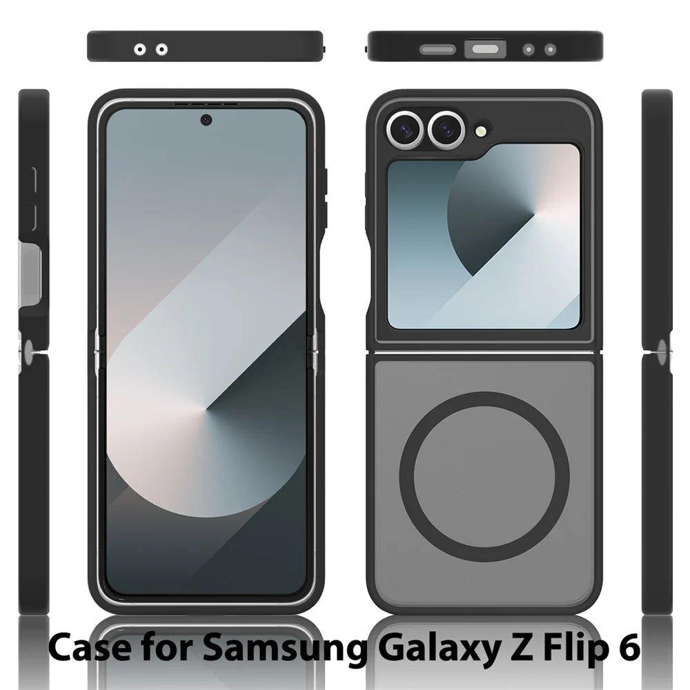 For Samsung Galaxy Z Flip7 FE 5G / Z Flip6 5G Case Compatible with MagSafe TPU Frame Acrylic Back Phone Cover Skin Touch - Blue - Image 6