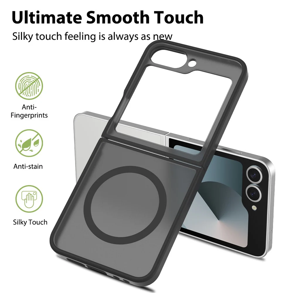 For Samsung Galaxy Z Flip7 FE 5G / Z Flip6 5G Case Compatible with MagSafe TPU Frame Acrylic Back Phone Cover Skin Touch - Pink - Image 2