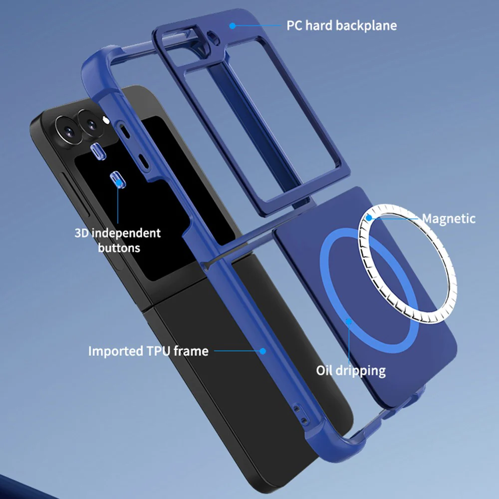 For Samsung Galaxy Z Flip7 FE 5G / Z Flip6 5G Case Compatible with MagSafe TPU + PC Matte Phone Cover - Black - Image 4