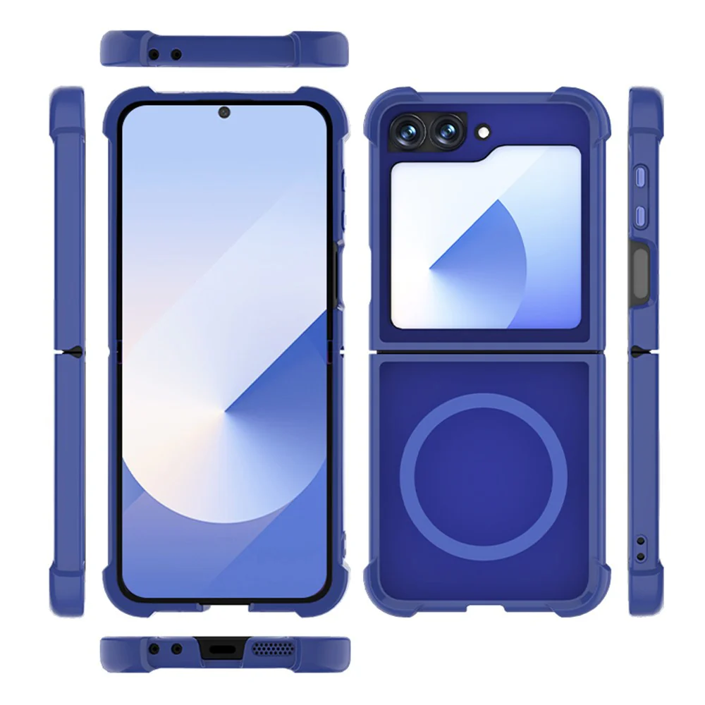 For Samsung Galaxy Z Flip7 FE 5G / Z Flip6 5G Case Compatible with MagSafe TPU + PC Matte Phone Cover - Blue - Image 2