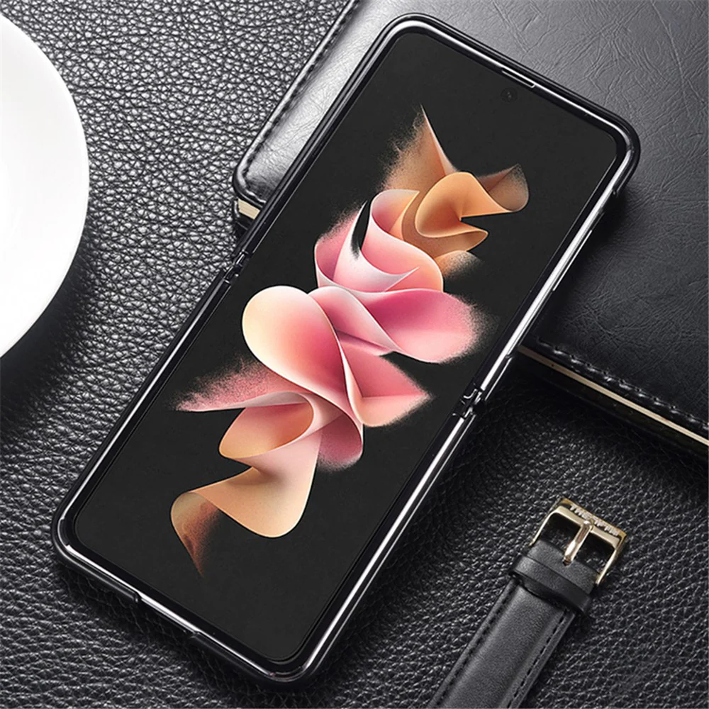 For Samsung Galaxy Z Flip7 FE 5G / Z Flip6 5G Case Cowhide Leather + PC Folding Phone Cover - Red - Image 3