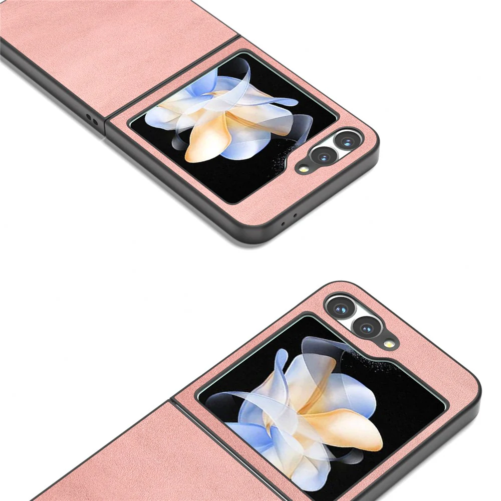 For Samsung Galaxy Z Flip7 FE 5G / Z Flip6 5G Case Cowhide Texture Hard PC+PU Leather Phone Shell - Pink - Image 3