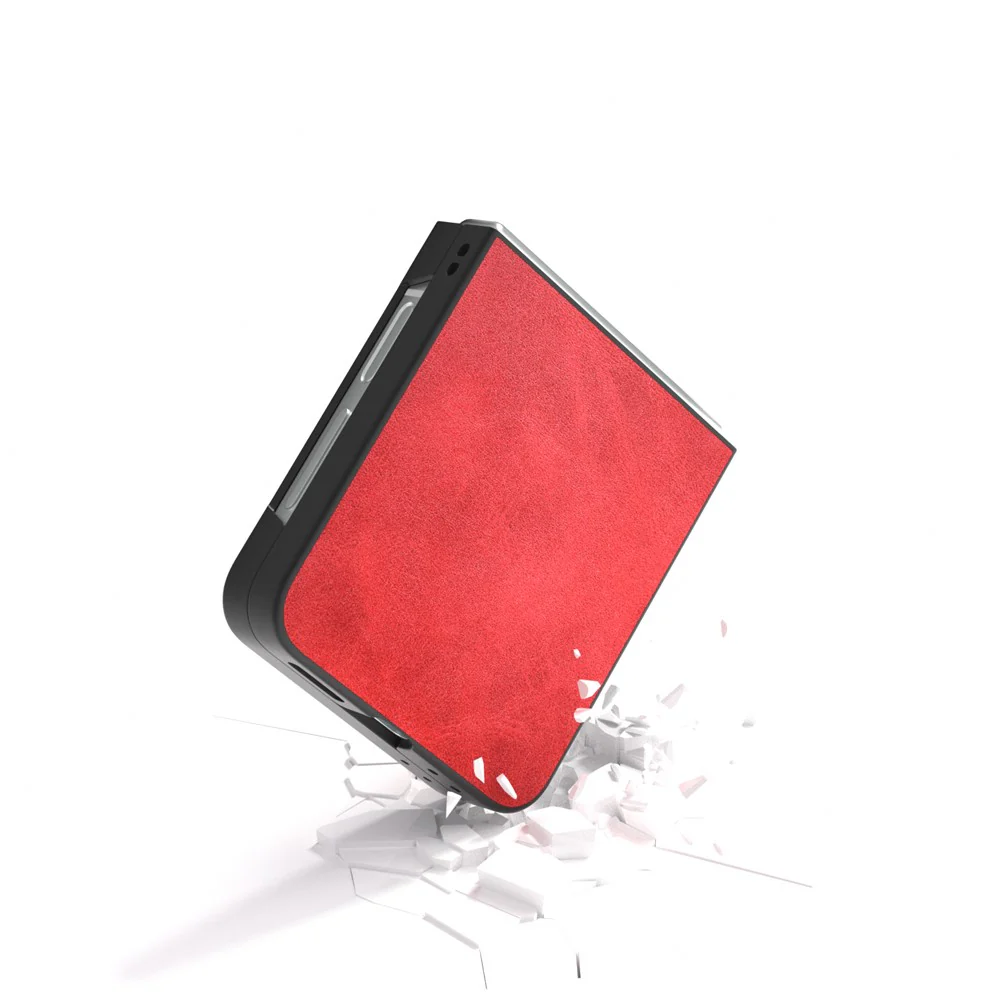 For Samsung Galaxy Z Flip7 FE 5G / Z Flip6 5G Case Cowhide Texture Hard PC+PU Leather Phone Shell - Red - Image 4