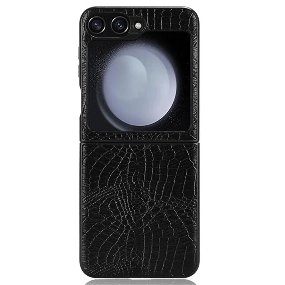 For Samsung Galaxy Z Flip7 FE 5G / Z Flip6 5G Case Crocodile Texture Leather+PC Folding Phone Cover - Black - Image 6