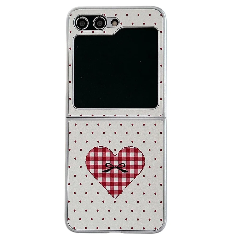 For Samsung Galaxy Z Flip7 FE 5G / Z Flip6 5G Case Dots Heart Pattern Leather+PC Phone Cover with Hand Strap - Red - Image 2