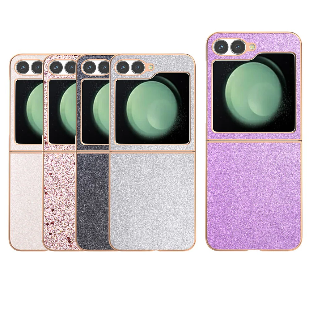 For Samsung Galaxy Z Flip7 FE 5G / Z Flip6 5G Case Electroplating Phone Cover Glitter Surface Design PU+TPU Protective Case - Silver - Image 6