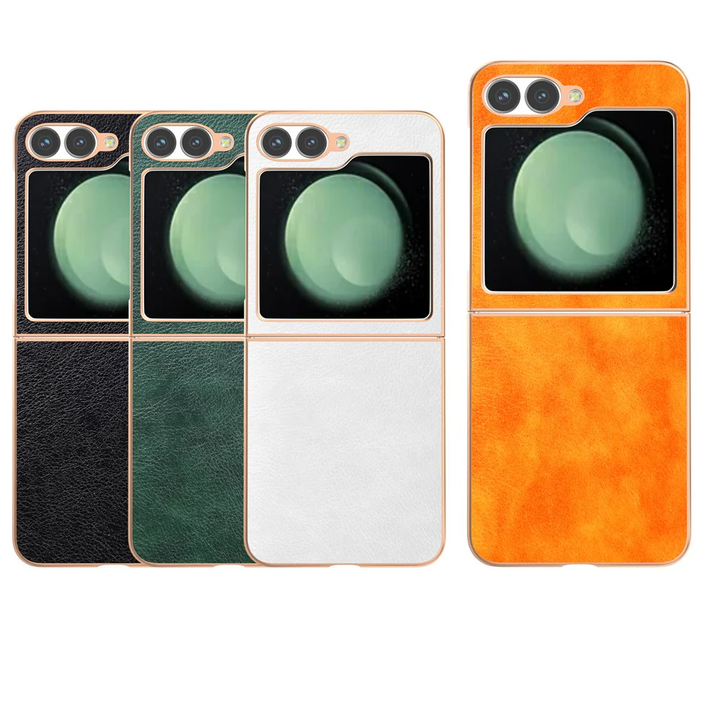 For Samsung Galaxy Z Flip7 FE 5G / Z Flip6 5G Case Electroplating Phone Cover PU Leather+TPU Litchi Texture Case - Green - Image 6