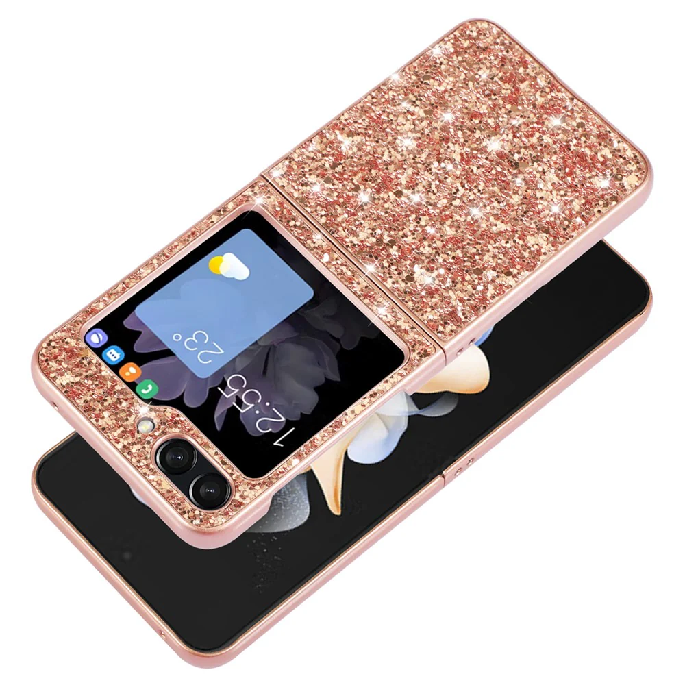 For Samsung Galaxy Z Flip7 FE 5G / Z Flip6 5G Case Electroplating TPU Frame PC Back Glitter Phone Cover - Silver - Image 5