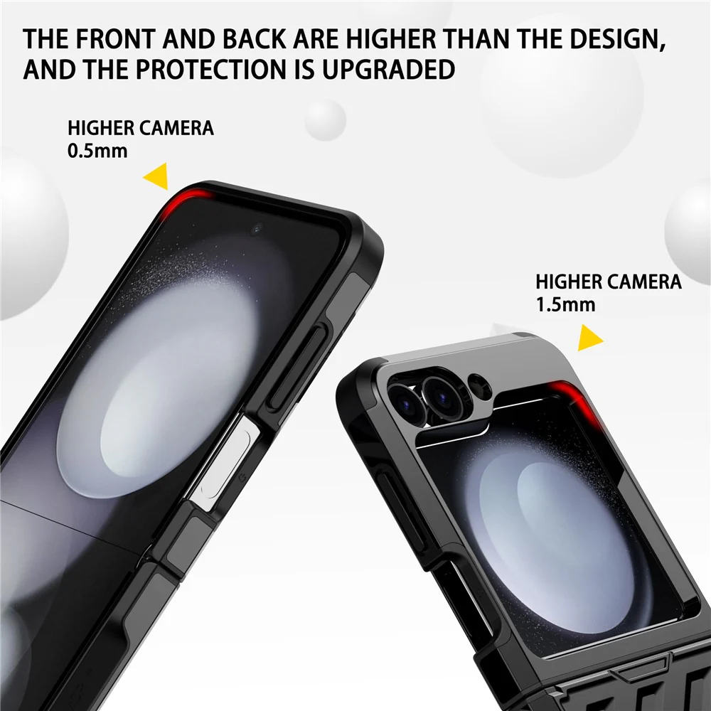 For Samsung Galaxy Z Flip7 FE 5G / Z Flip6 5G Case Electroplating TPU+PC Hinge Phone Armor Cover - Black - Image 4