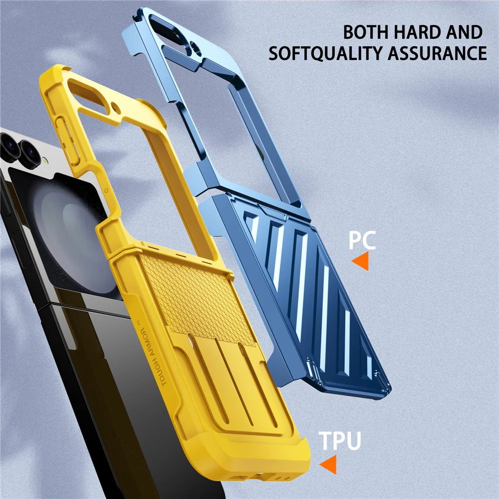 For Samsung Galaxy Z Flip7 FE 5G / Z Flip6 5G Case Electroplating TPU+PC Hinge Phone Armor Cover - Blue - Image 5