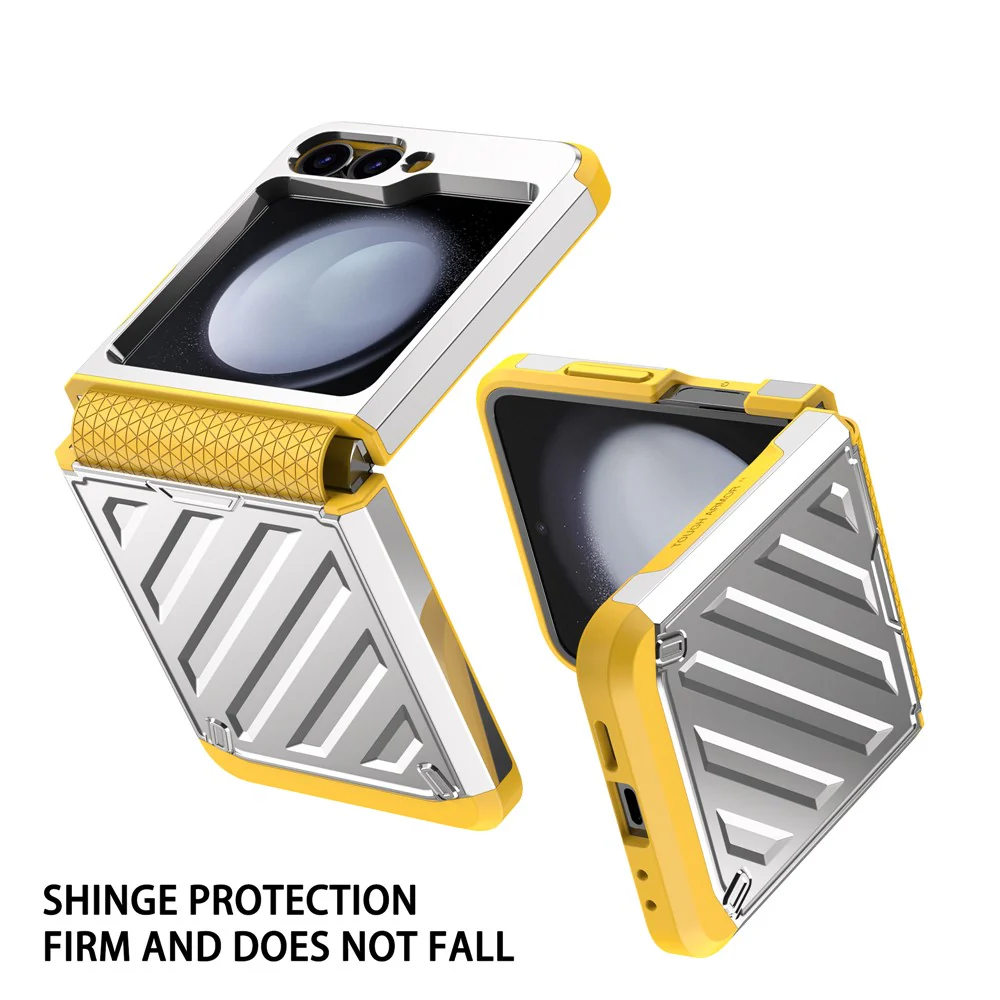 For Samsung Galaxy Z Flip7 FE 5G / Z Flip6 5G Case Electroplating TPU+PC Hinge Phone Armor Cover - Silver - Image 2