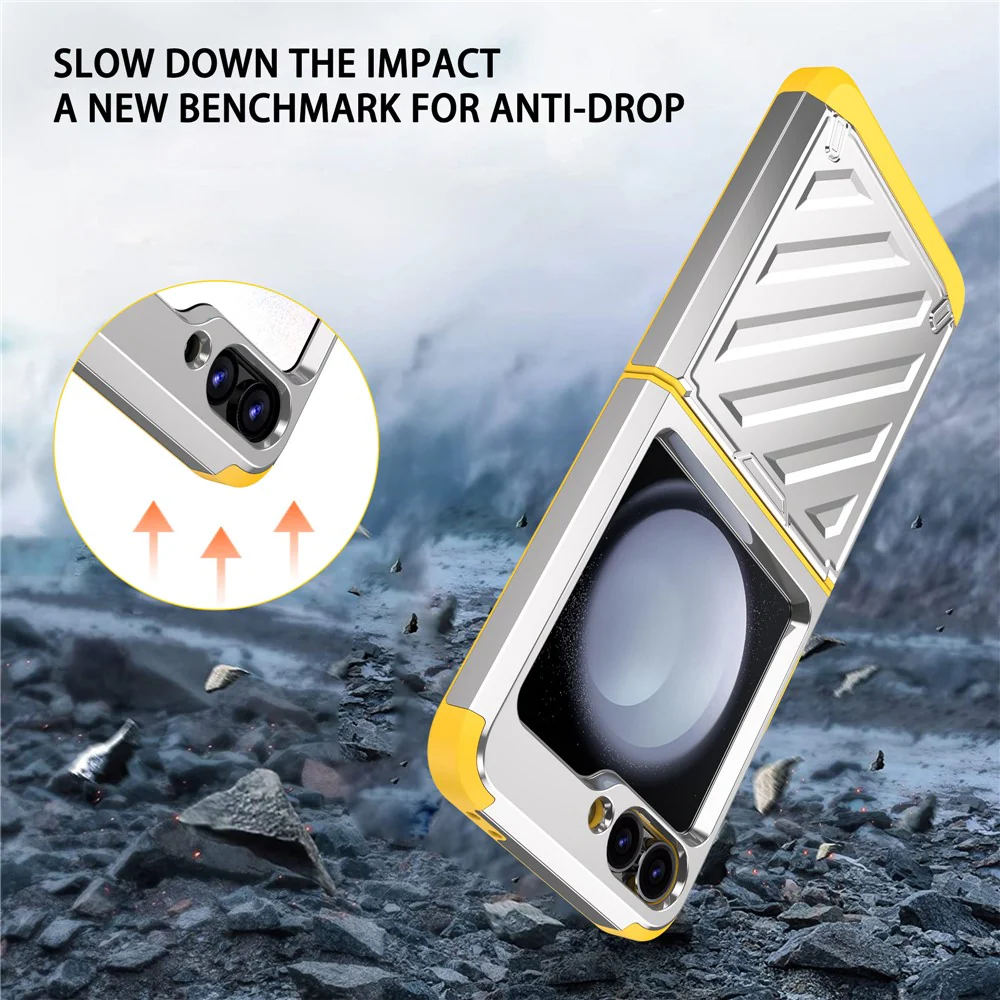 For Samsung Galaxy Z Flip7 FE 5G / Z Flip6 5G Case Electroplating TPU+PC Hinge Phone Armor Cover - Silver - Image 3