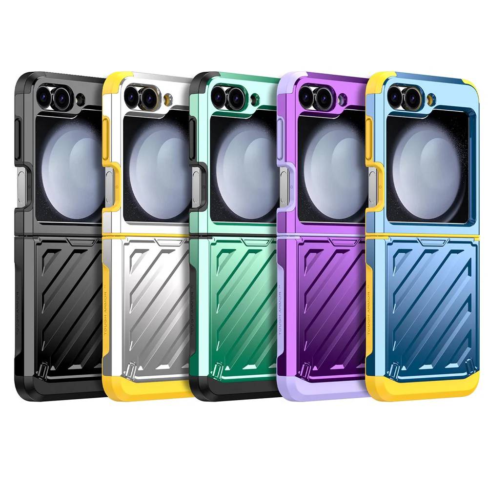 For Samsung Galaxy Z Flip7 FE 5G / Z Flip6 5G Case Electroplating TPU+PC Hinge Phone Armor Cover - Silver - Image 7