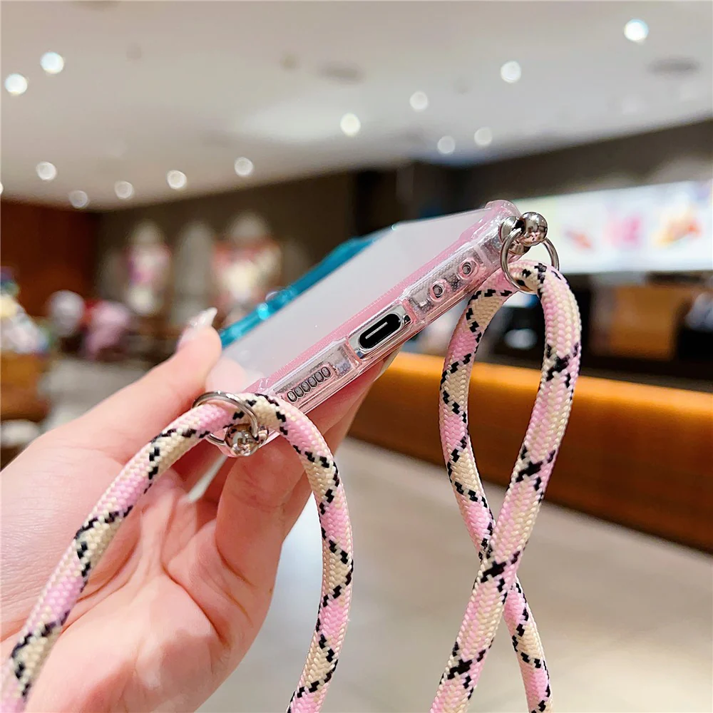 For Samsung Galaxy Z Flip7 FE 5G / Z Flip6 5G Case Gradient Color TPU Phone Cover with Lanyard - Blue+Pink - Image 4
