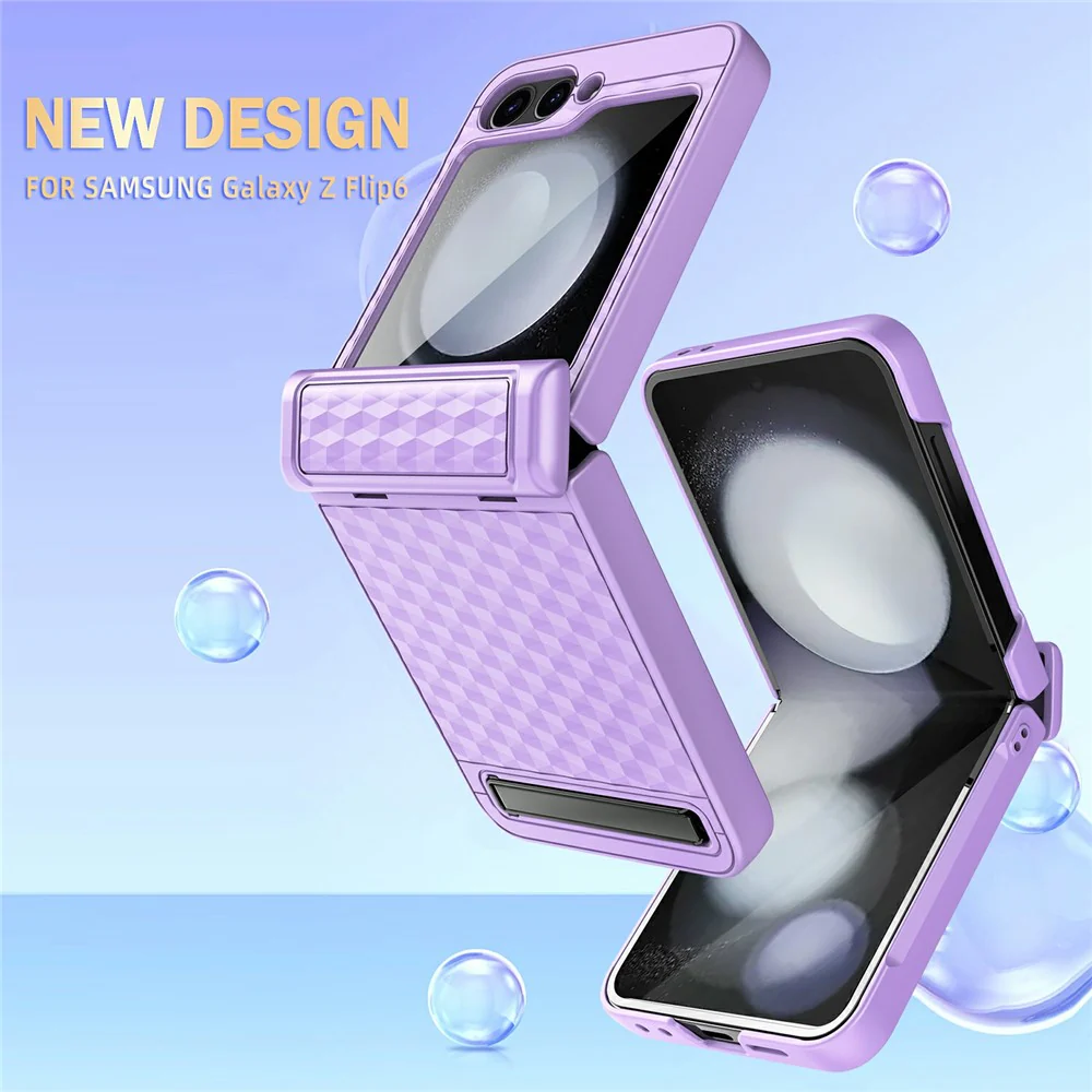 For Samsung Galaxy Z Flip7 FE 5G / Z Flip6 5G Case Hinge Protection Kickstand Hard PC Phone Cover with Screen Film - Black - Image 4