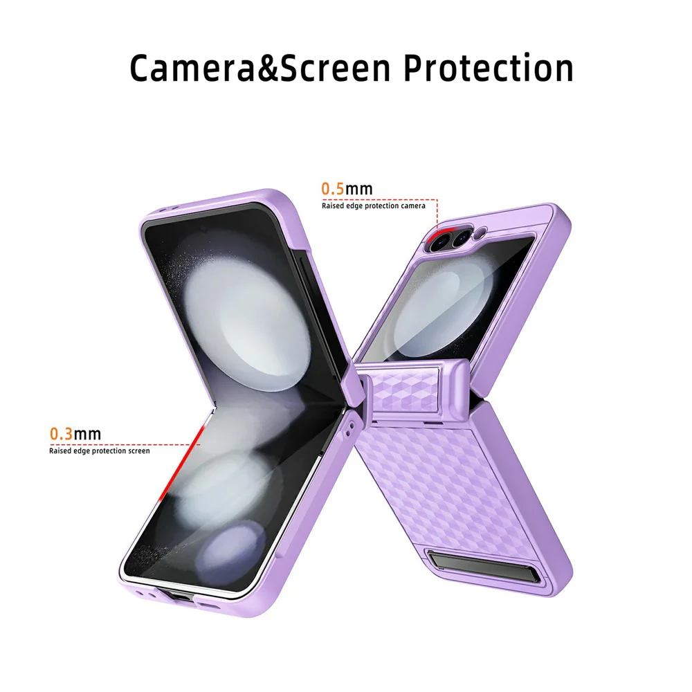 For Samsung Galaxy Z Flip7 FE 5G / Z Flip6 5G Case Hinge Protection Kickstand Hard PC Phone Cover with Screen Film - Gold - Image 7