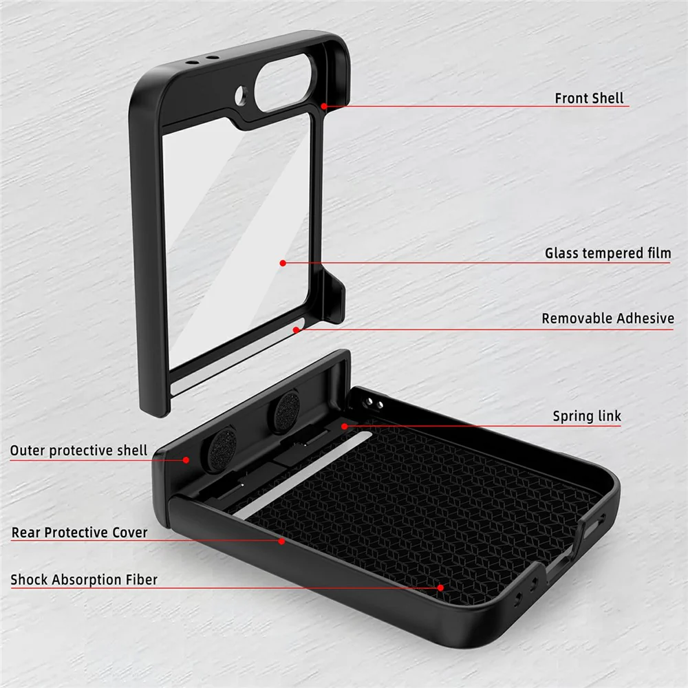 For Samsung Galaxy Z Flip7 FE 5G / Z Flip6 5G Case Hinge Protection Kickstand Hard PC Phone Cover with Screen Film - Purple - Image 3